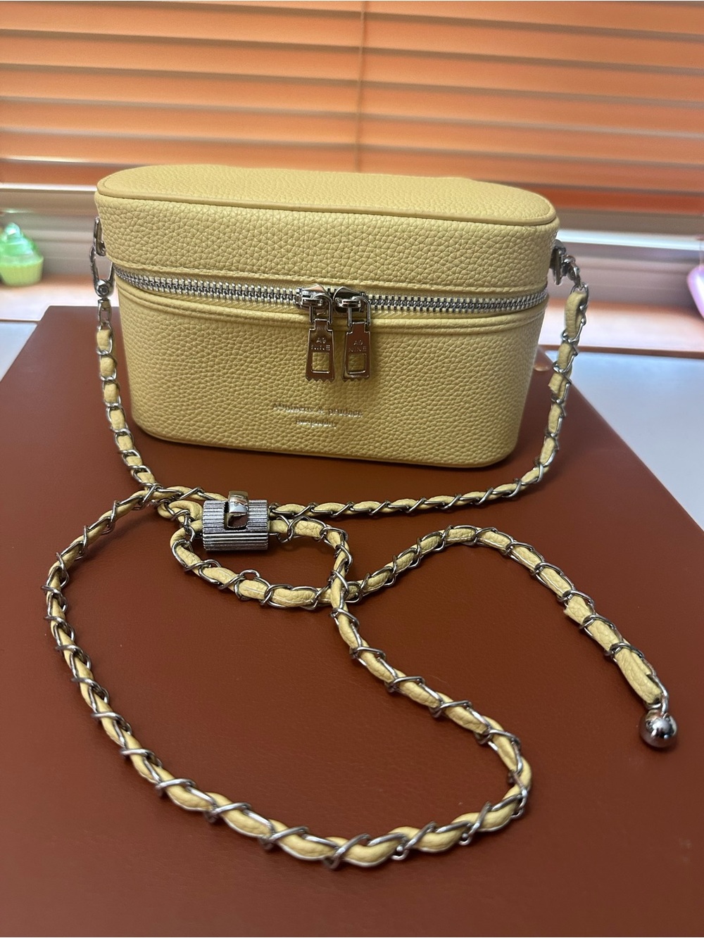 Yellow Leather Crossbody Vanity Case Bag